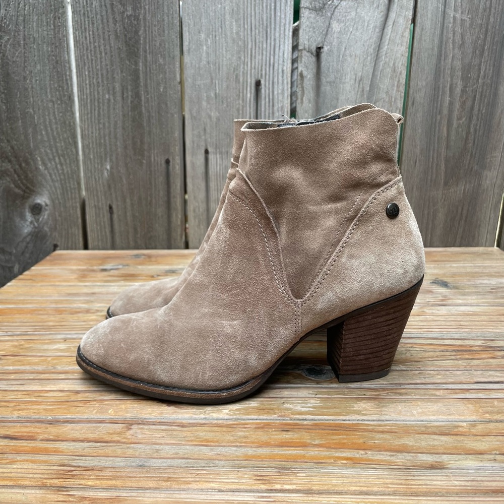 Paul Green Nora Hydro Bootie Womens 8 Tan Suede Stacked Heel Zip Boot - Picture 6 of 16